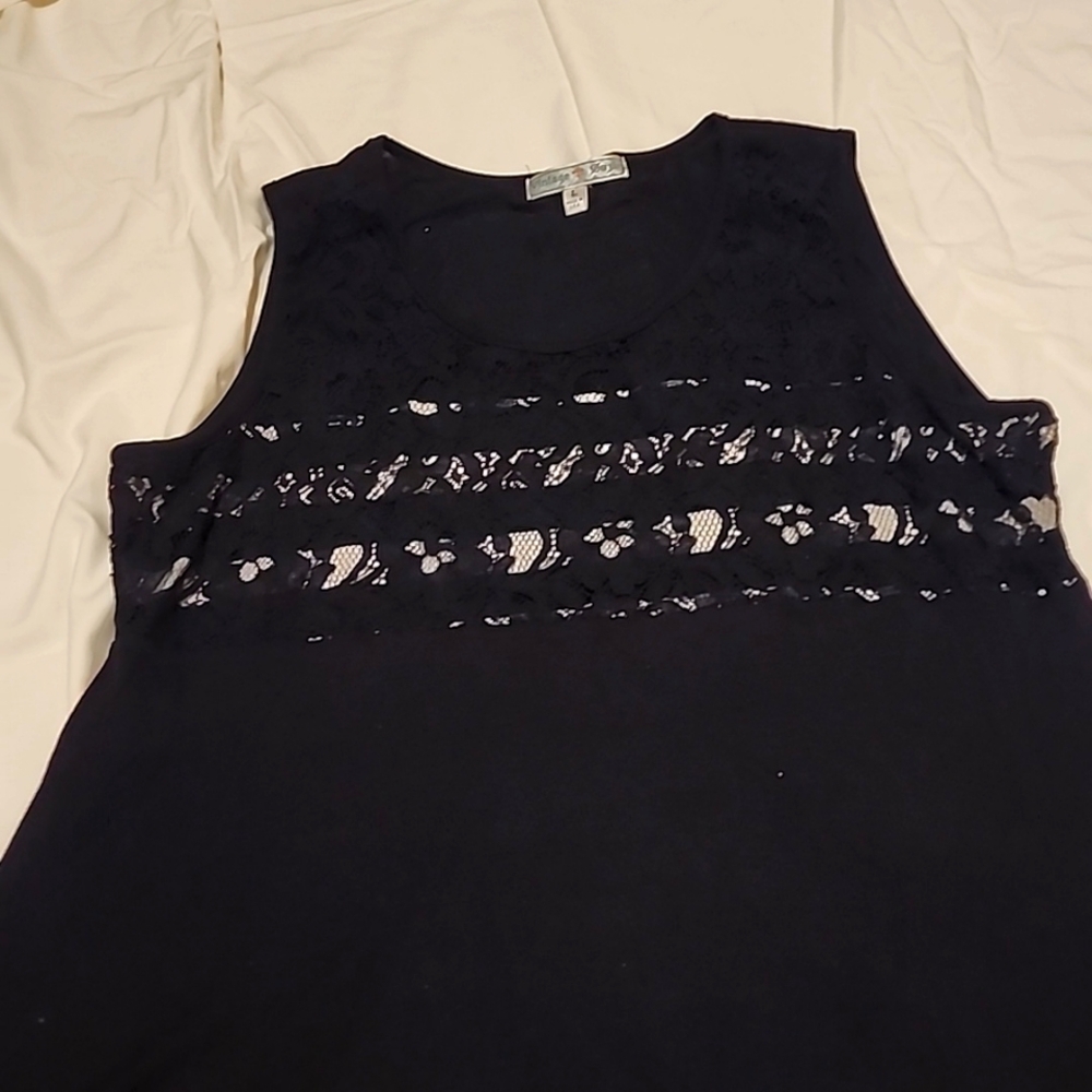 Vintage Suzie Rayon Spandex black top size Large